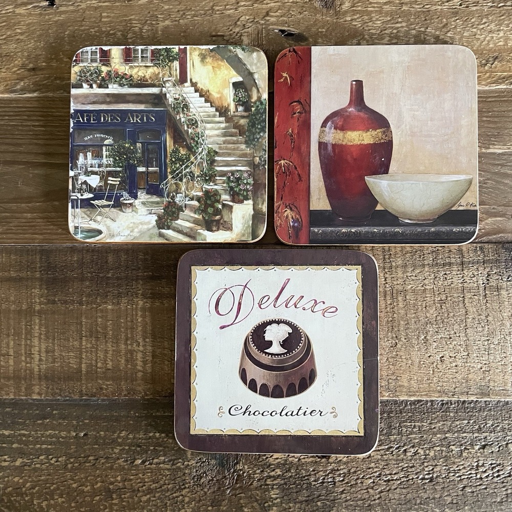 3 Italian Bakery Bistro Chocolate Chocolatier Candy Coasters (Set of 3)